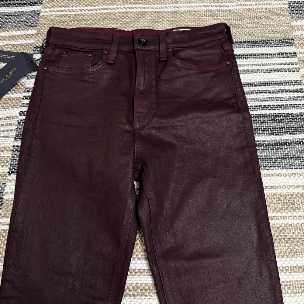 rag‎ & bone Jeans Womens 27 Coated Wine Nina High-Rise Ankle Skinny Made in USA